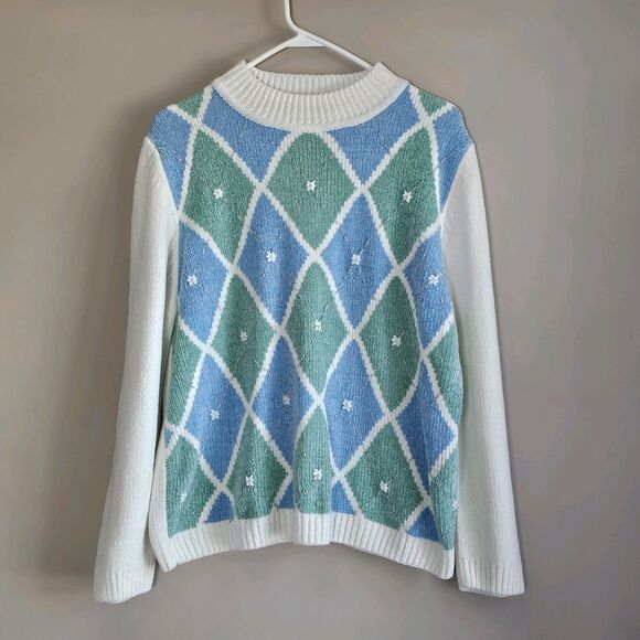 Alfred Dunner Chenille Sweater 3 Pc Set Large Stripe Embroidery Beaded Knit Lot - Picture 2 of 16